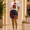 A two piece outfit ( Long Skirt and a Top). Made with High Quality Ankara and White Linen